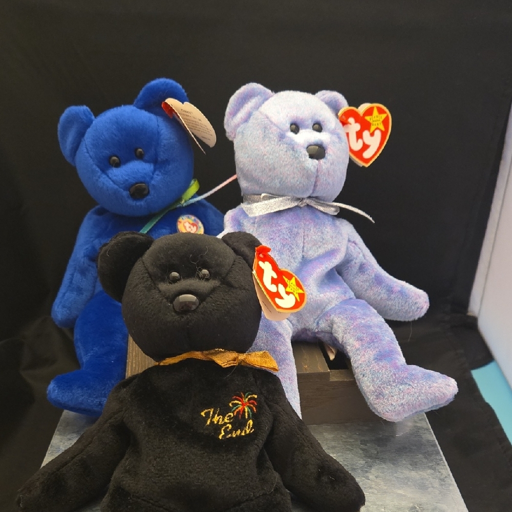 Ty Stuffed Animal Trio - CLUBBY, CLUBBY II & THE END
